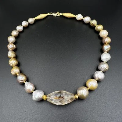 Ancient Himalayan Rock Crystal Roman Glass Bead Necklace